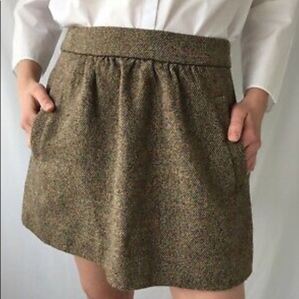 J.Crew Mini Skirt in Speckled Brown Wool Tweed